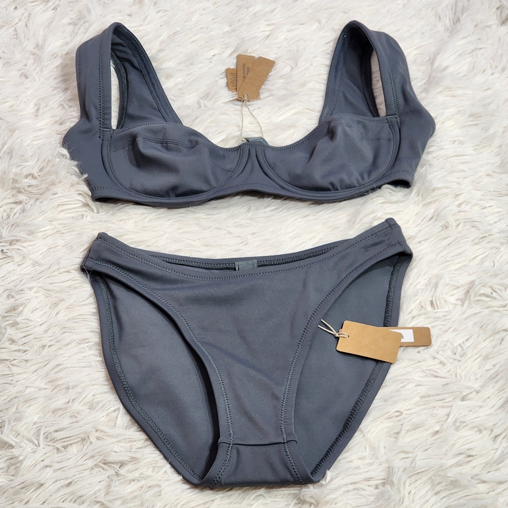 2pcs SKIMS SHAPING SWIM UNLINED UNDERWIRE & SWIM MID COVERAGE BOTTOMS/ XXS/NWT - Picture 3 of 15